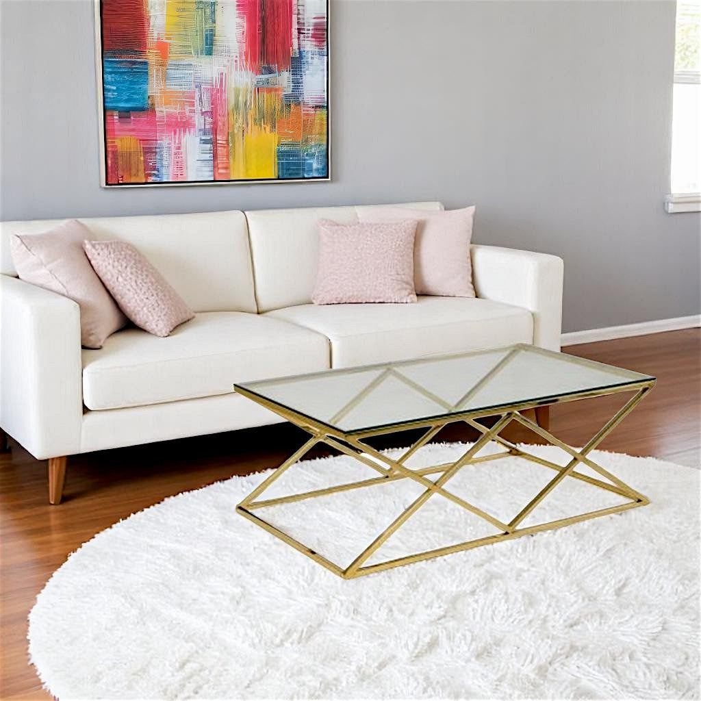Eden Coffee Table Set With Gold Plated Frame