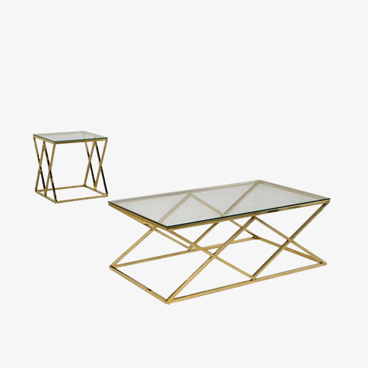 Eden Coffee Table Set With Gold Plated Frame