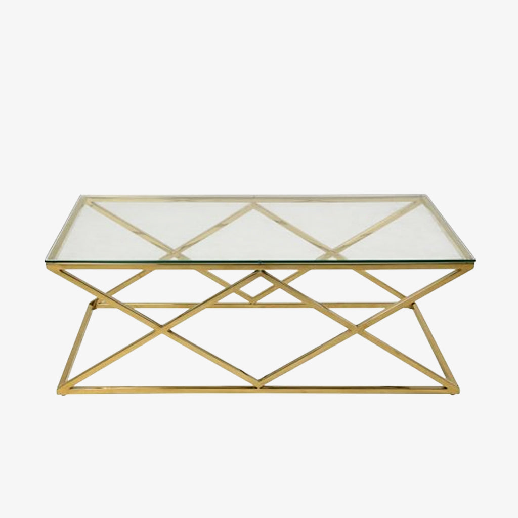 Eden Coffee Table Set With Gold Plated Frame