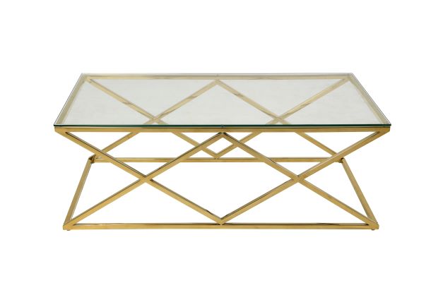 Eden Toned Glass Coffee Table with Gold Plated Frame - Pan Emirates Wingle Metal & Glass Collection