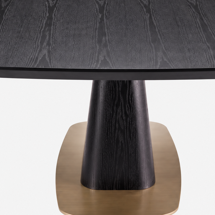 Ryaan Black Wooden Dining Table With Metal Base Plate