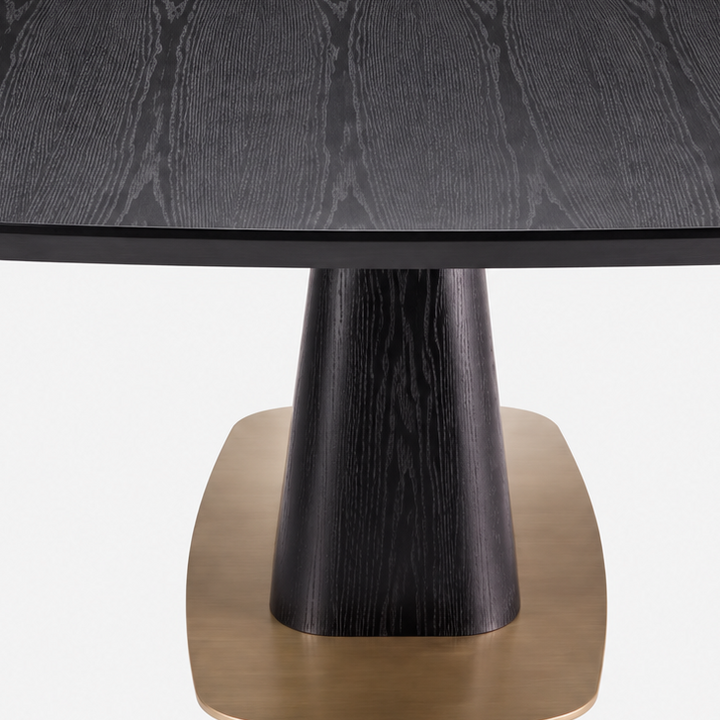 Ryaan Black Wooden Dining Table With Metal Base Plate