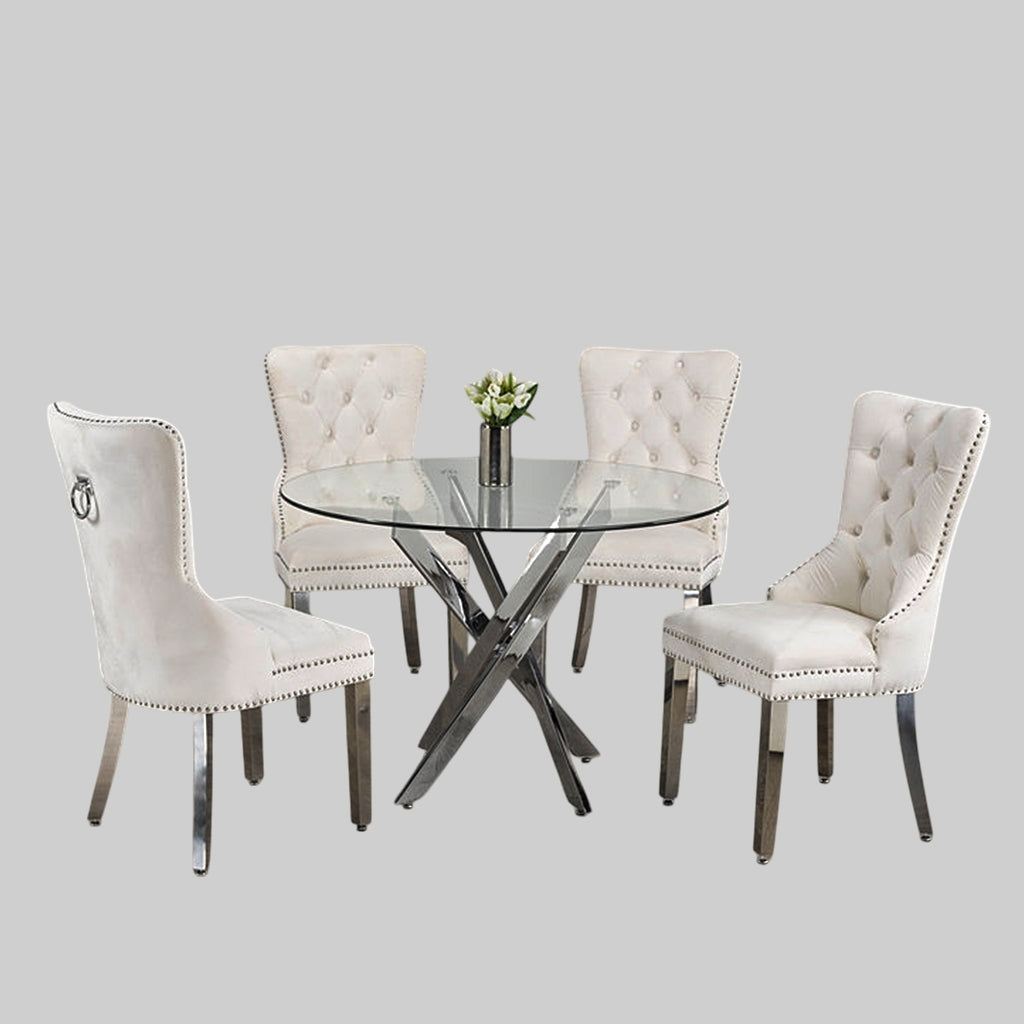 Dashiell Captivating 5-Piece Small Dining Set - Crème