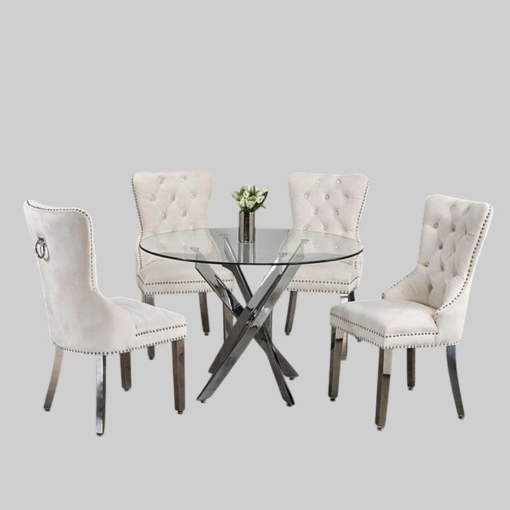 Dashiell Captivating 5-Piece Small Dining Set - Crème