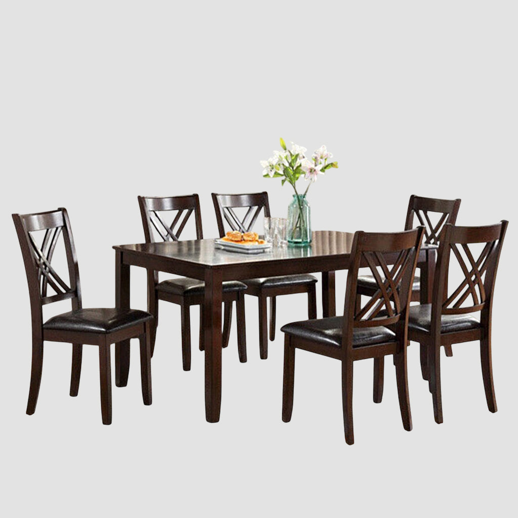 Dex 7-Piece Wooden Dining Set In Espresso Finish