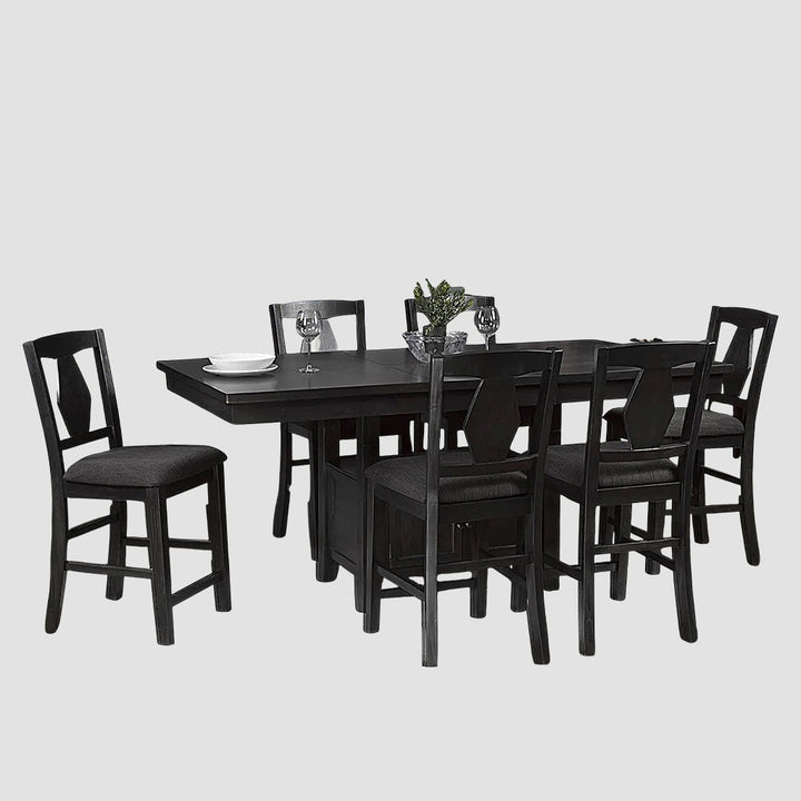 Edmonton Pub Height Dining Table With Extension Leaf - Dark Grey