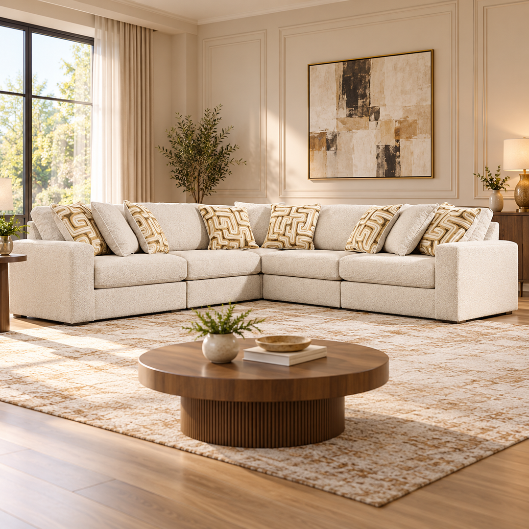 PC68706S17 Kestrie 5-piece Sectional Sofa In Fabric Upholstery - Feathered | Signature Design By Ashley