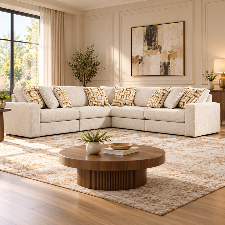 PC68706S17 Kestrie 5-piece Sectional Sofa In Fabric Upholstery - Feathered | Signature Design By Ashley