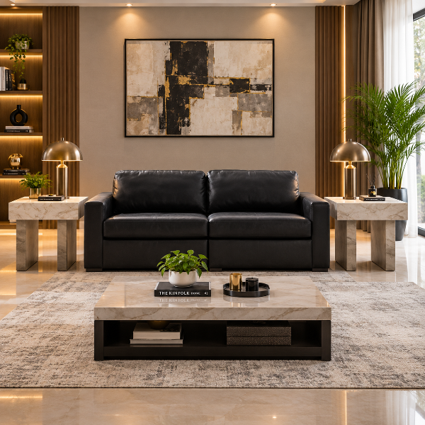 74305S1 Modmax II 2-Piece Modular Loveseat In Leather Upholstery - Black | Signature Design By Ashley