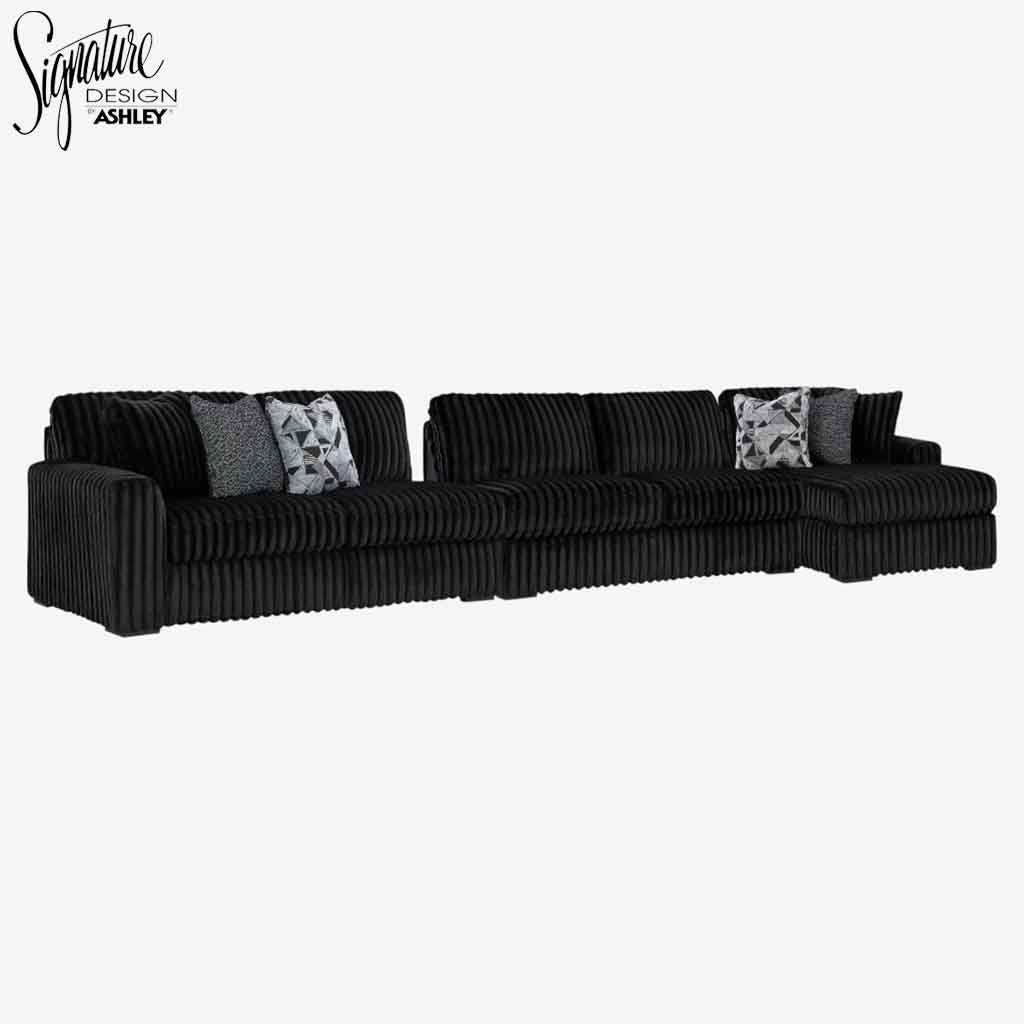 Midnight-madness 3-Piece Fabric Sectional Sofa With Chaise - Onyx | Signature Design By Ashley