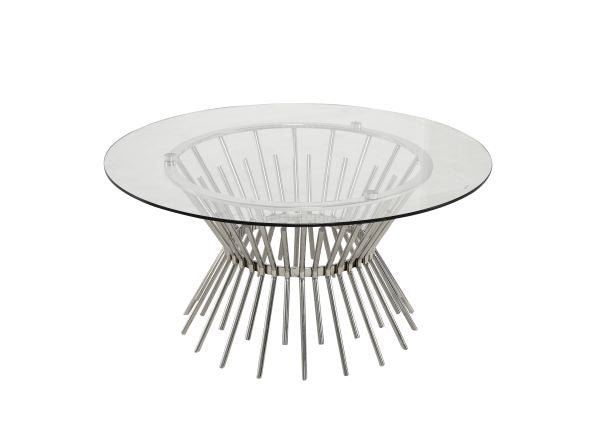 Glamour Round Coffee Table With Silver Finish Base