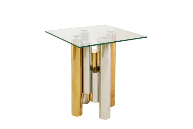 Modern Elegance Stainless Steel Rectangular Glass End Table with Clear Tempered Glass - Glam Centerpiece for Your Living Room