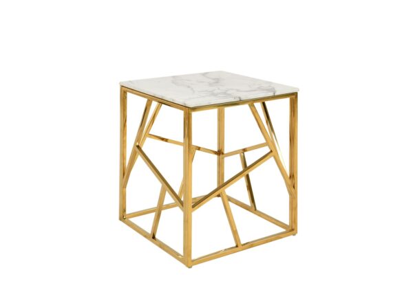 Carole Marble Coffee Table Set- Cyprus Faux Marble Glass, Gold Elegance for Modern Living Spaces