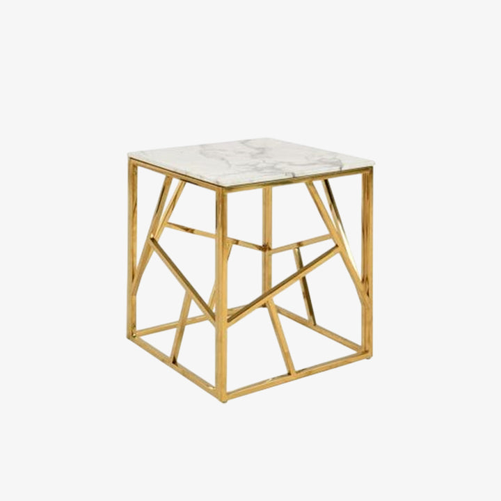 Carole Coffee Table Set With Marble Top & Gold Finish