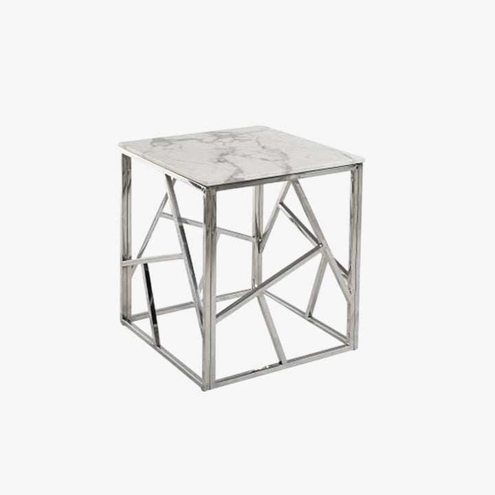 Carole Coffee Table Set With Marble Top & Chrome Finish