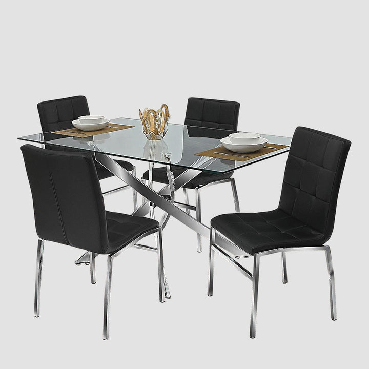 Harmony Metallic Dining Table With Tempered Glass Top - Chrome