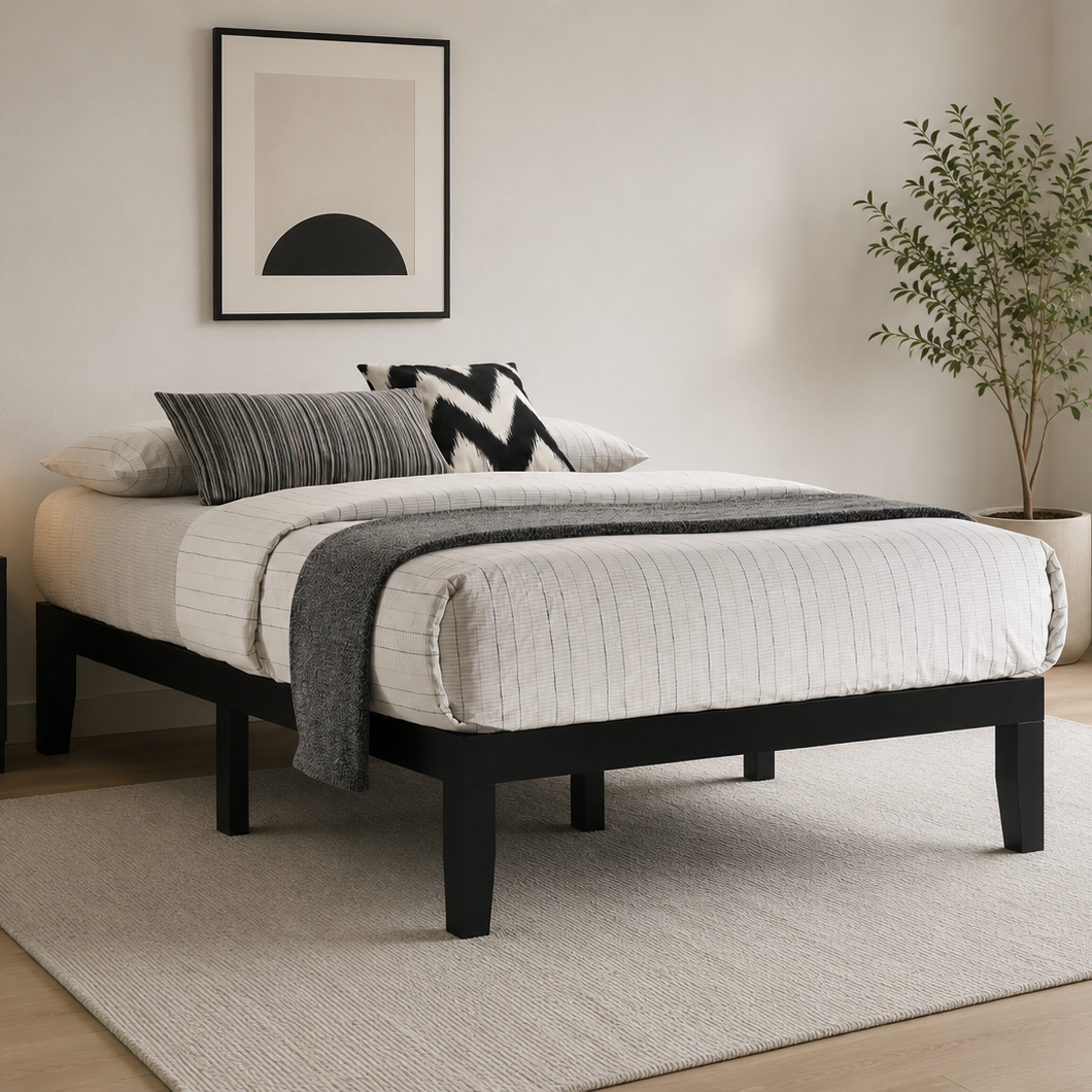 Milo Black Modern Platform Bed Frame - Additional View