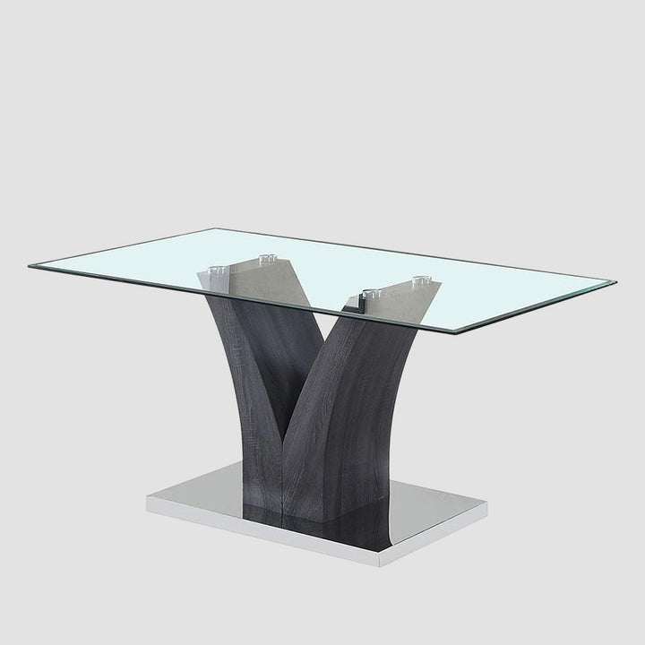 Kelly Stylish Dining Table With Clear Tempered Glass - Grey