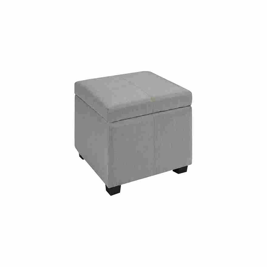 Elegance Meets Functionality Light Grey Square Ottoman with Stylish Hidden Storage