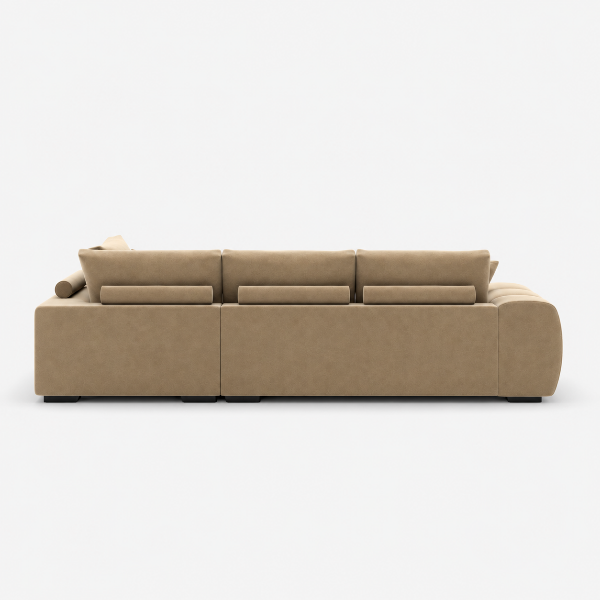 Simon Taupe L-Shaped Sectional Sofa In Fabric Upholstery | Available In RHF/ LHF Configuration