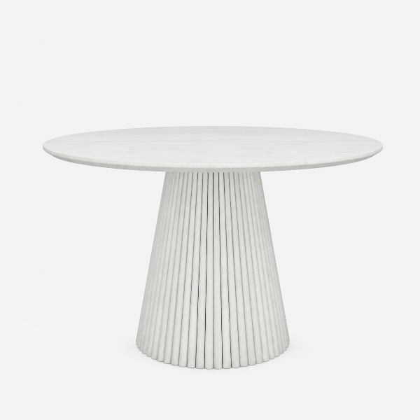Bunit Solid Wooden White Round Dining Table