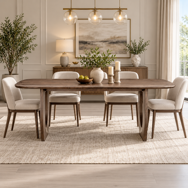 Tunno Solid Wooden Dark Walnut Dining Table