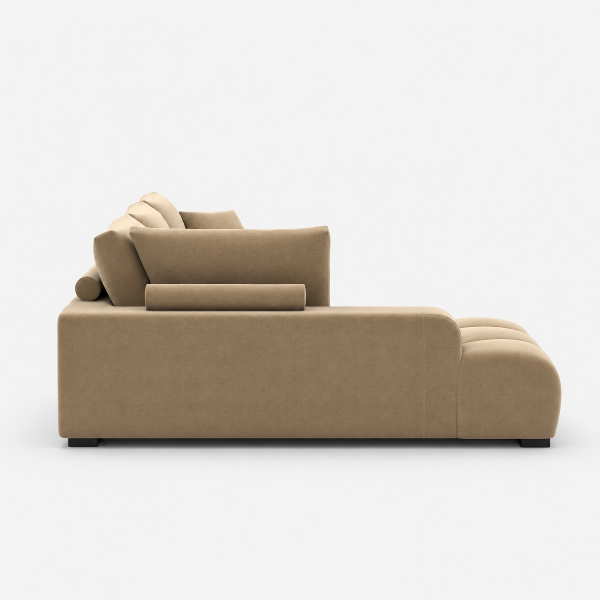 Simon Taupe L-Shaped Sectional Sofa In Fabric Upholstery | Available In RHF/ LHF Configuration