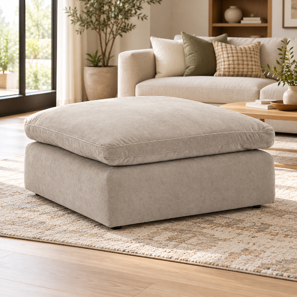 6780808 Maxton Heights Oversized Accent Ottoman In Fabric Upholstery - Pebble | Benchcraft By Ashley