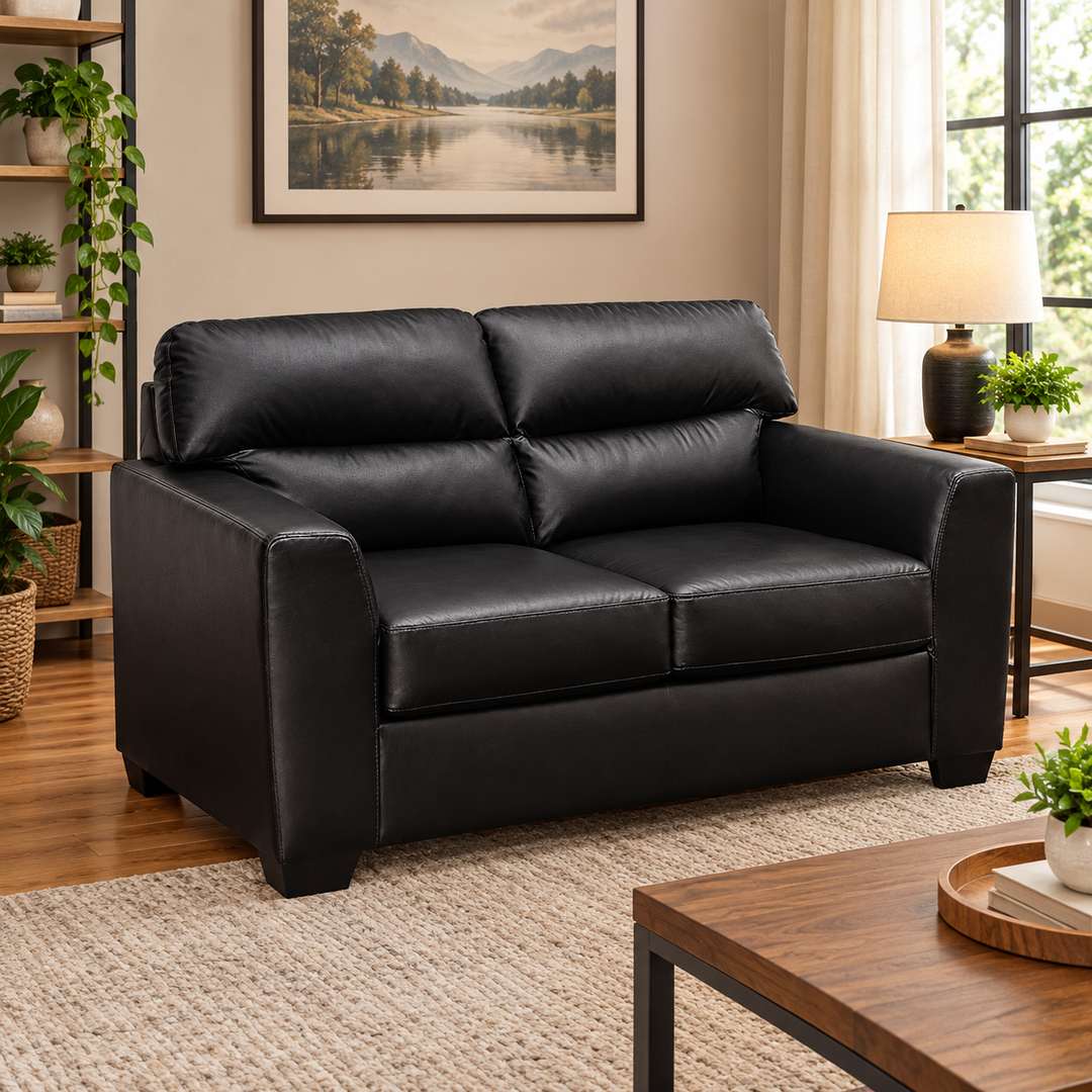PC6980435 Glennbre Loveseat In Leatherette Upholstery - Midnight | Signature Design By Ashley
