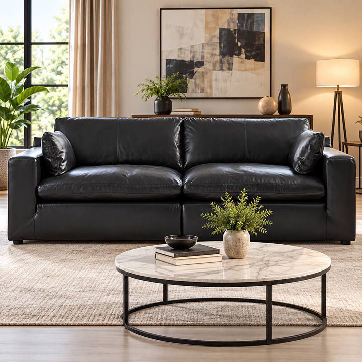 30902S1 Emilia 2-Piece Sectional Loveseat In Leather Upholstery - Black | Signature Design By Ashley