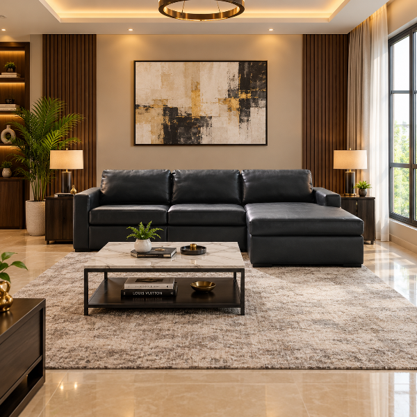Modmax II 3-Piece Leather Upholstered Sectional Sofa With Corner Chaise - Black | Signature Design By Ashley