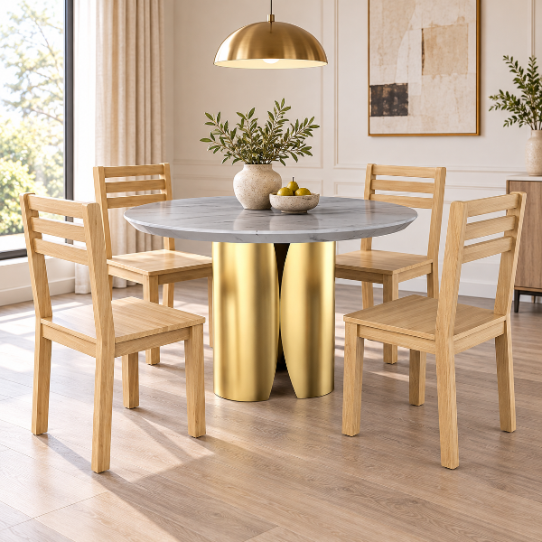 Hence Metal Base Gold Round Dining Table