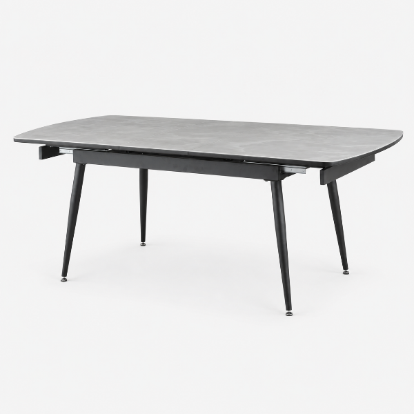 Suzi Metal Dark Grey Dining Table With Extension Leaf
