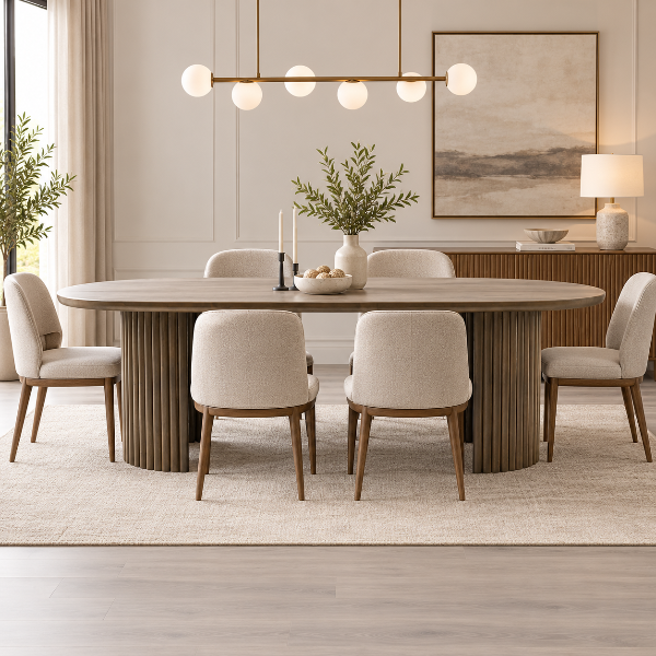 Harry Solid Wooden Walnut Dining Table With Tapered Tabletop