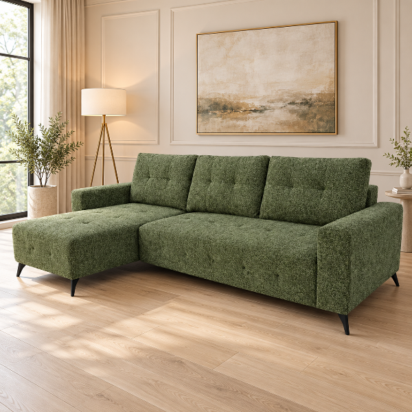 Waugh Green Sectional Sofa Bed With Chaise Lounge | Avaiable In LHF/ RHF Configuration