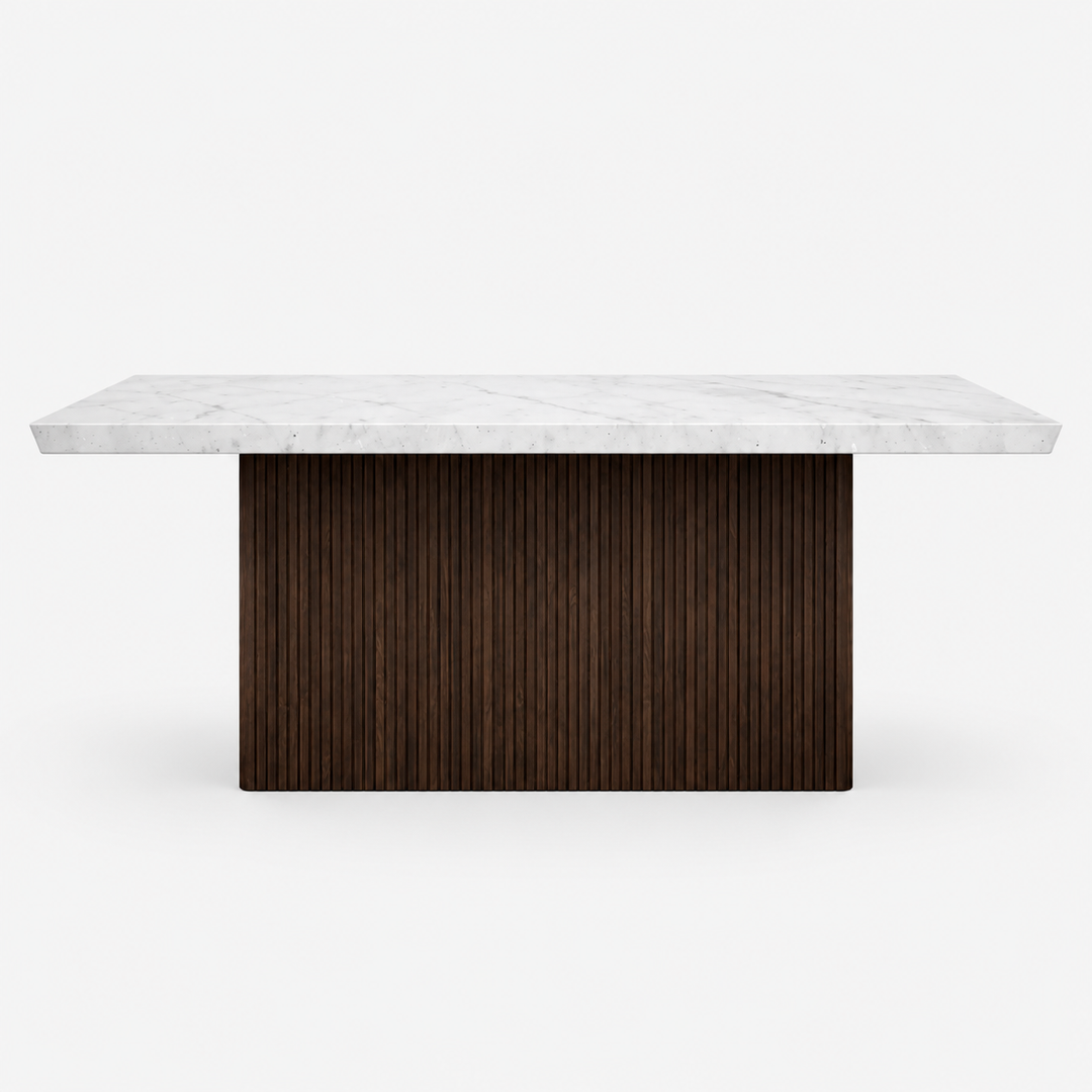 Fluk Wooden Dining Table With Marble Top - Espresso/ White
