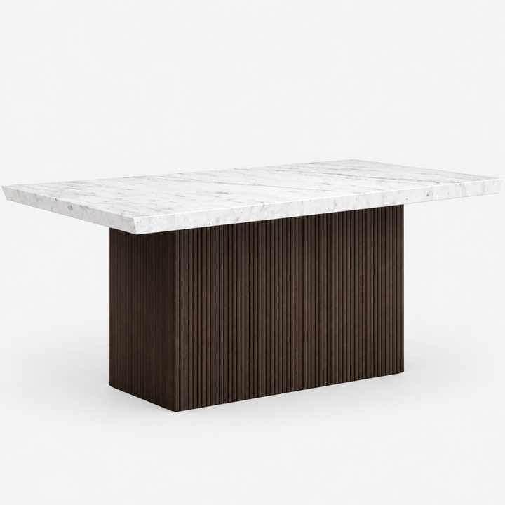 Fluk Wooden Dining Table With Marble Top - Espresso/ White