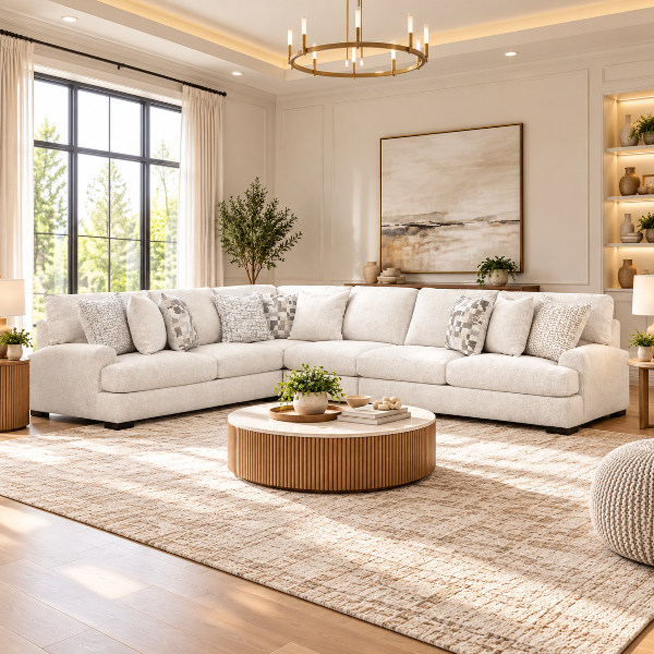 PC66906S5 Misty-lakes 4-piece Sectional Sofa In Fabric Upholstery - Chalk | Signature Design By Ashley