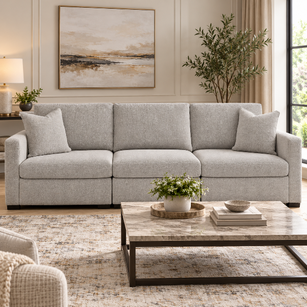 68605S2 Modmax Luxe 3-Piece Sectional Sofa In Fabric Upholstery - Flint | Benchcraft By Ashley