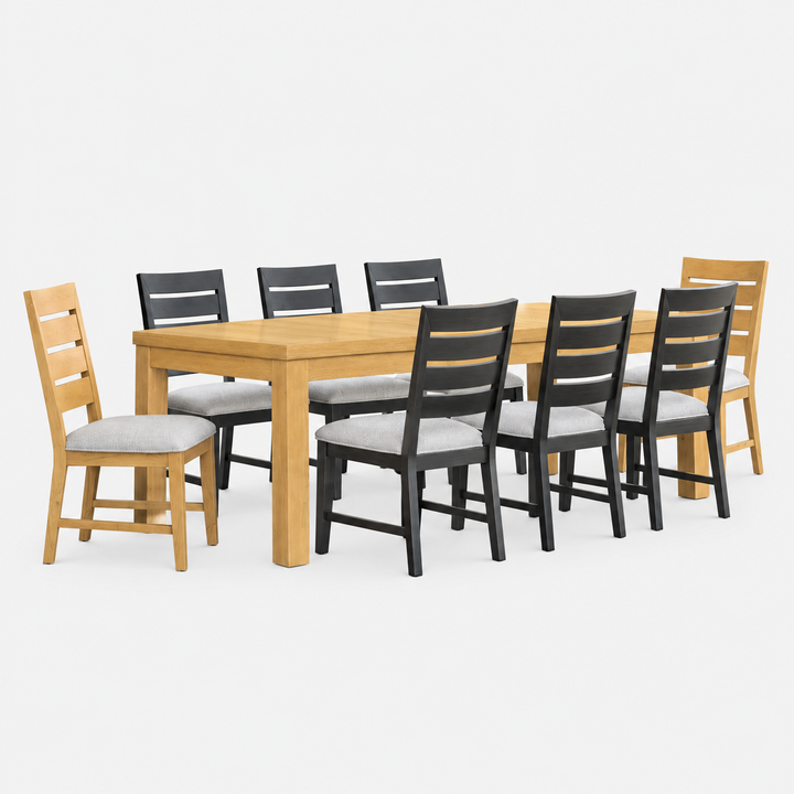 Nitte 9-Piece Dining Table Set With Extension Leaf - Oak/Black