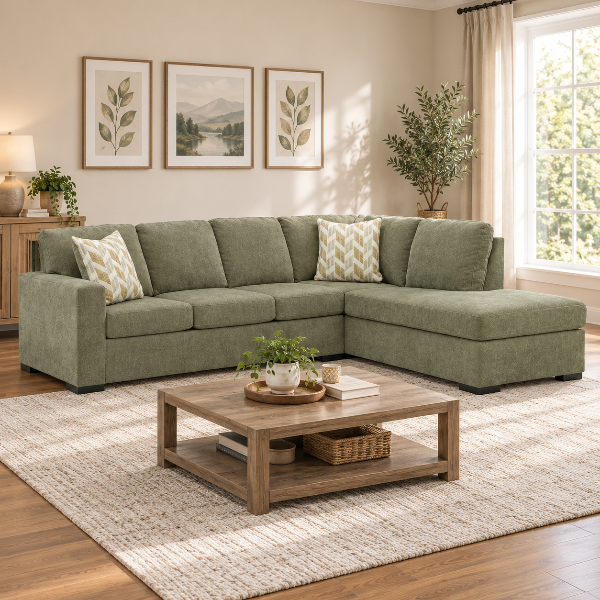 Bridgepoint 2-Piece Fabric Upholstered Sectional Sofa With Chaise - Moss | Signature Design By Ashley