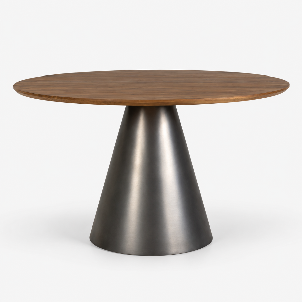 Clix Metal Espresso Round Dining Table With Tapered Tabletop