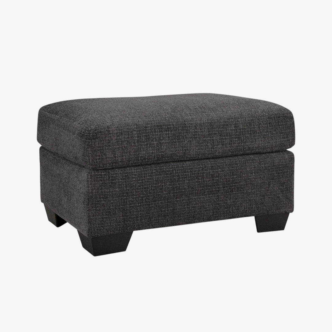 6310114 Loreo Accent Ottoman In Fabric Upholstery - Ebony | Benchcraft By Ashley