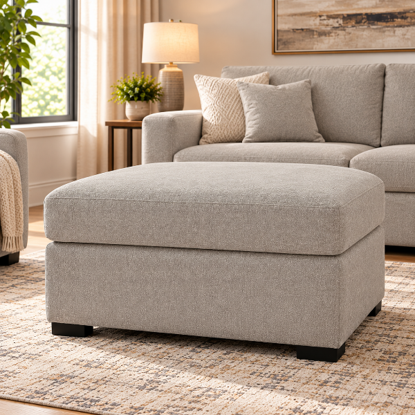 6860508 Modmax Luxe Oversized Accent Ottoman In Fabric Upholstery - Flint | Benchcraft By Ashley