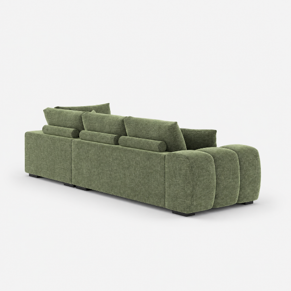 Simon Green L-Shaped Sectional Sofa In Fabric Upholstery | Available In RHF/ LHF Configuration