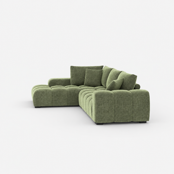 Simon Green L-Shaped Sectional Sofa In Fabric Upholstery | Available In RHF/ LHF Configuration