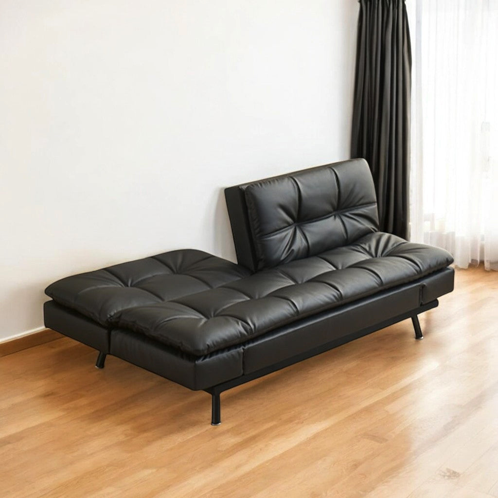 Orion Relaxing Sofa Bed In PU Leather Upholstery - Flourish Black