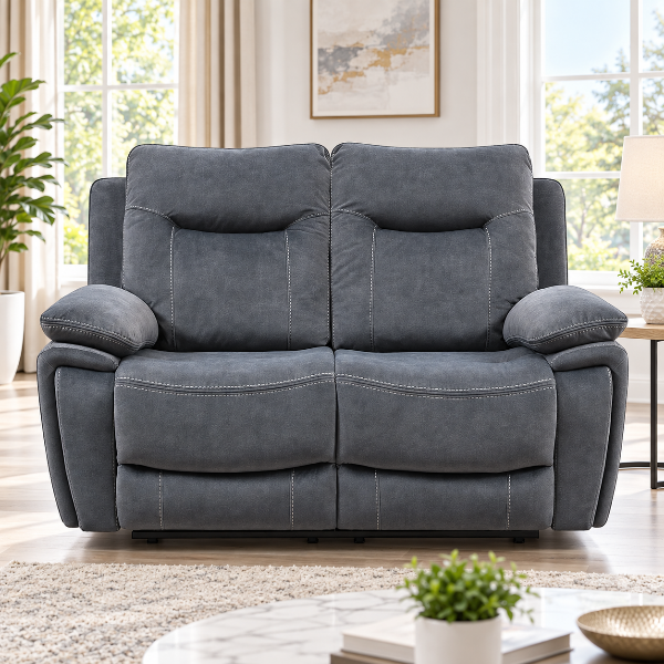 Calibre Manual Recliner Loveseat in Fabric Upholstery - Grey | Modern, Stylish, Comfortable &amp; Built to Last