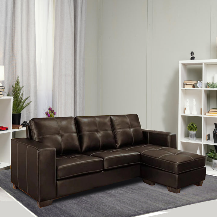 Bravo Brown Reversible Sofa Sectional In Faux Leather