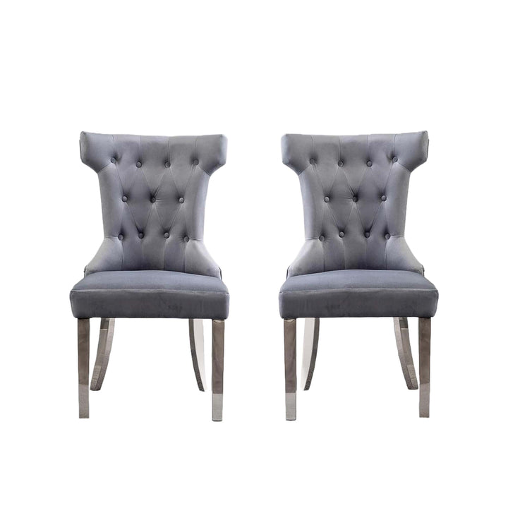 Rosalee Grey Velvet Dining Chairs Classic Elegance with Chrome Legs (Set of 2)